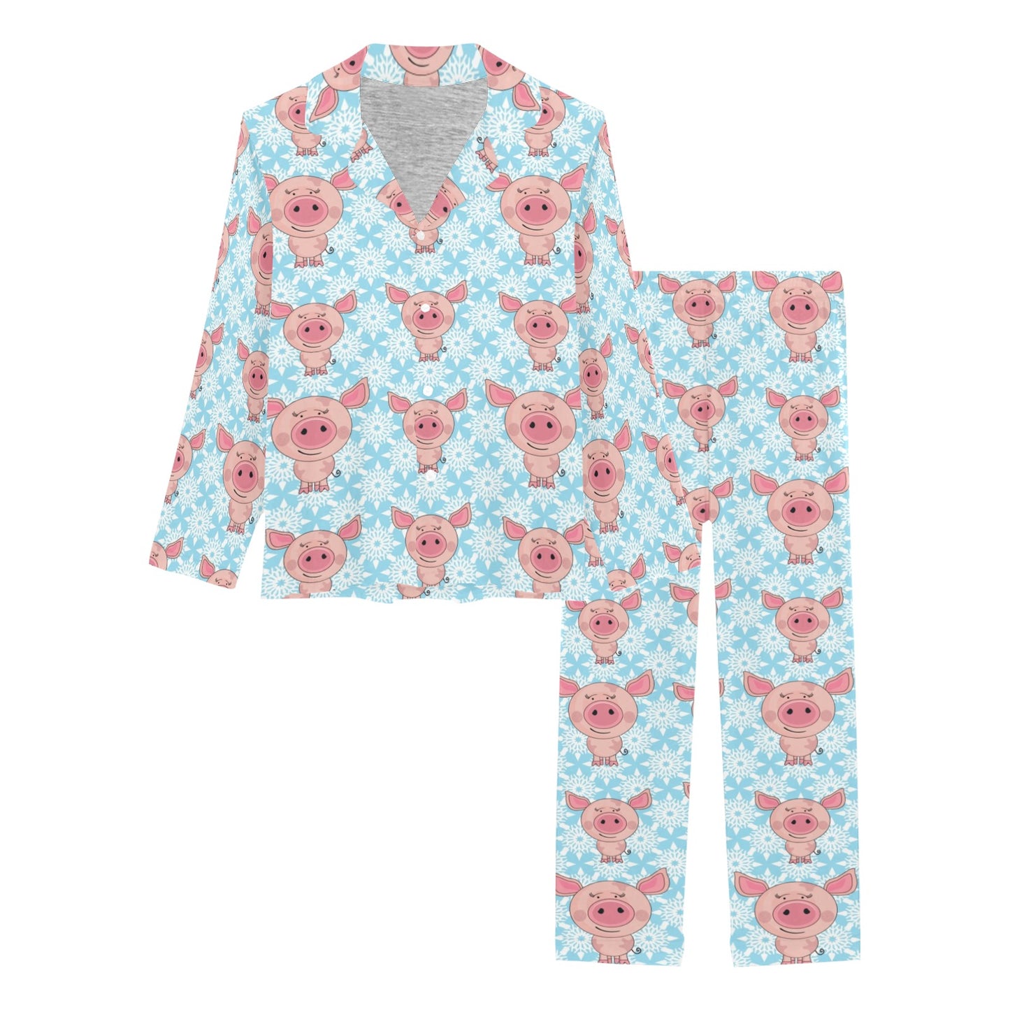 Pig Print Design LKS402 Women's Long Pajama Set