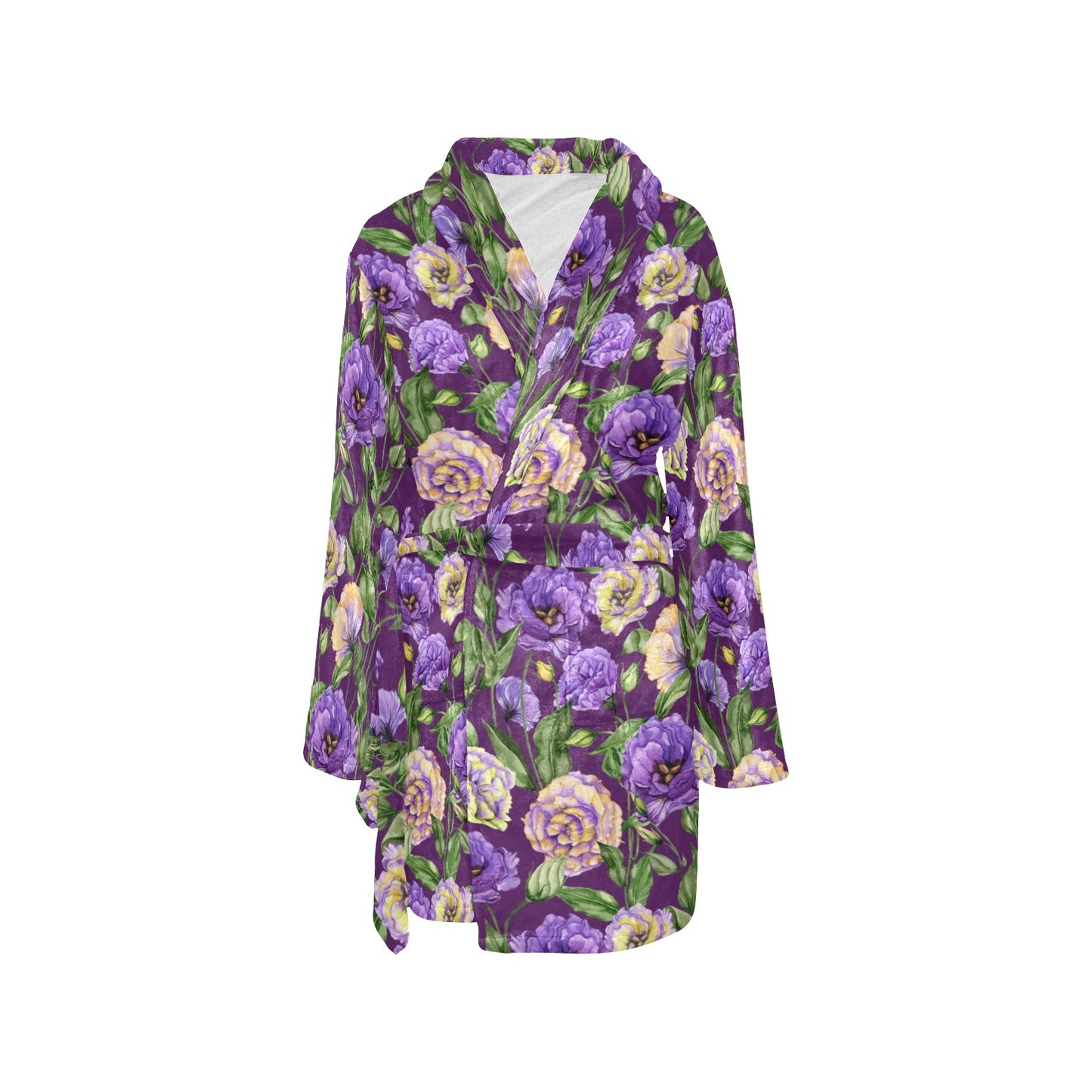Lisianthus Pattern Print Design LT03 Women's Fleece Robe