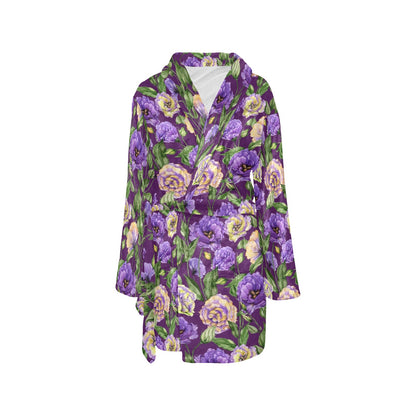 Lisianthus Pattern Print Design LT03 Women's Fleece Robe
