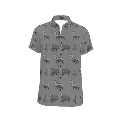 Skunk Print Design LKS301 Men Short Sleeve Button Up Shirt