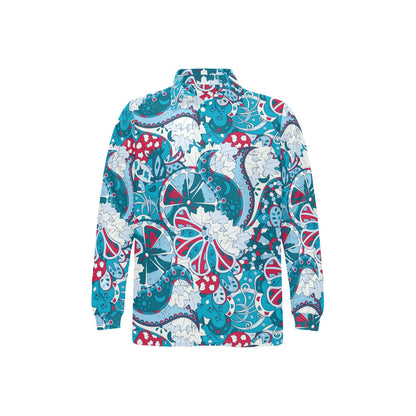 Funky Retro Pattern Print Design A05 Long Sleeve Polo Shirt For Men's