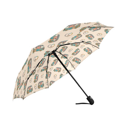 Hippie Van Peace Print Design LKS303 Anti-UV Automatic Umbrella