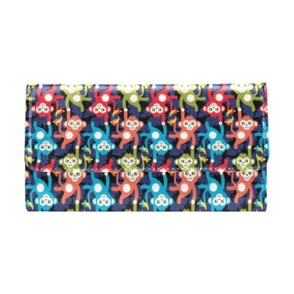 Monkey Colorful Design Themed Print Women's Trifold Wallet