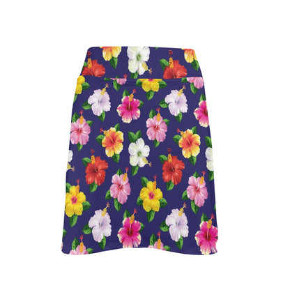 Hibiscus Colorful Print Design LKS301 17" Golf & Pickleball Skort with Pockets