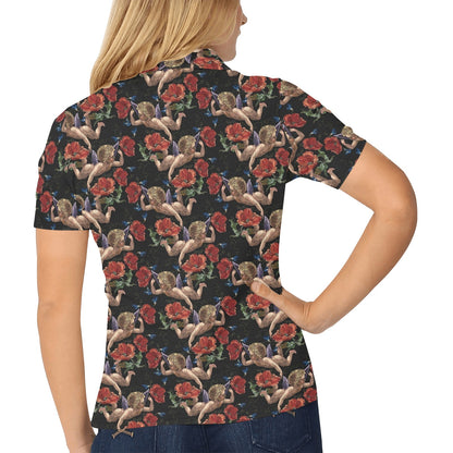 Cupid Pattern Print Design 05 Women's Polo Shirt