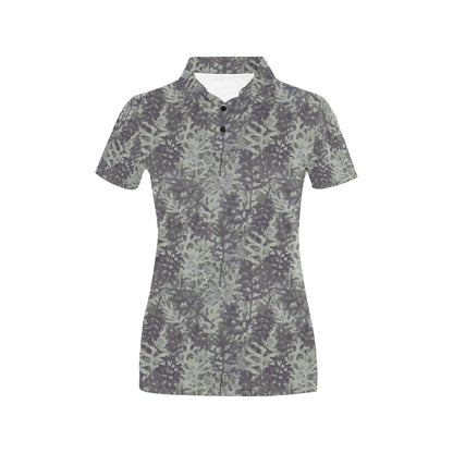 Camouflage Fern Pattern Print Design 05 Women's Polo Shirt
