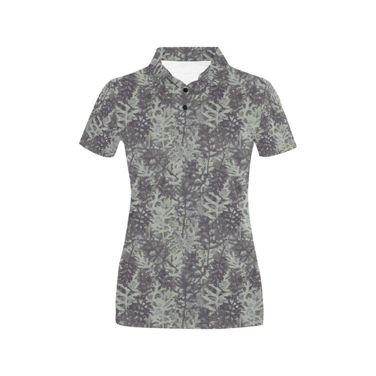 Camouflage Fern Pattern Print Design 05 Women's Polo Shirt