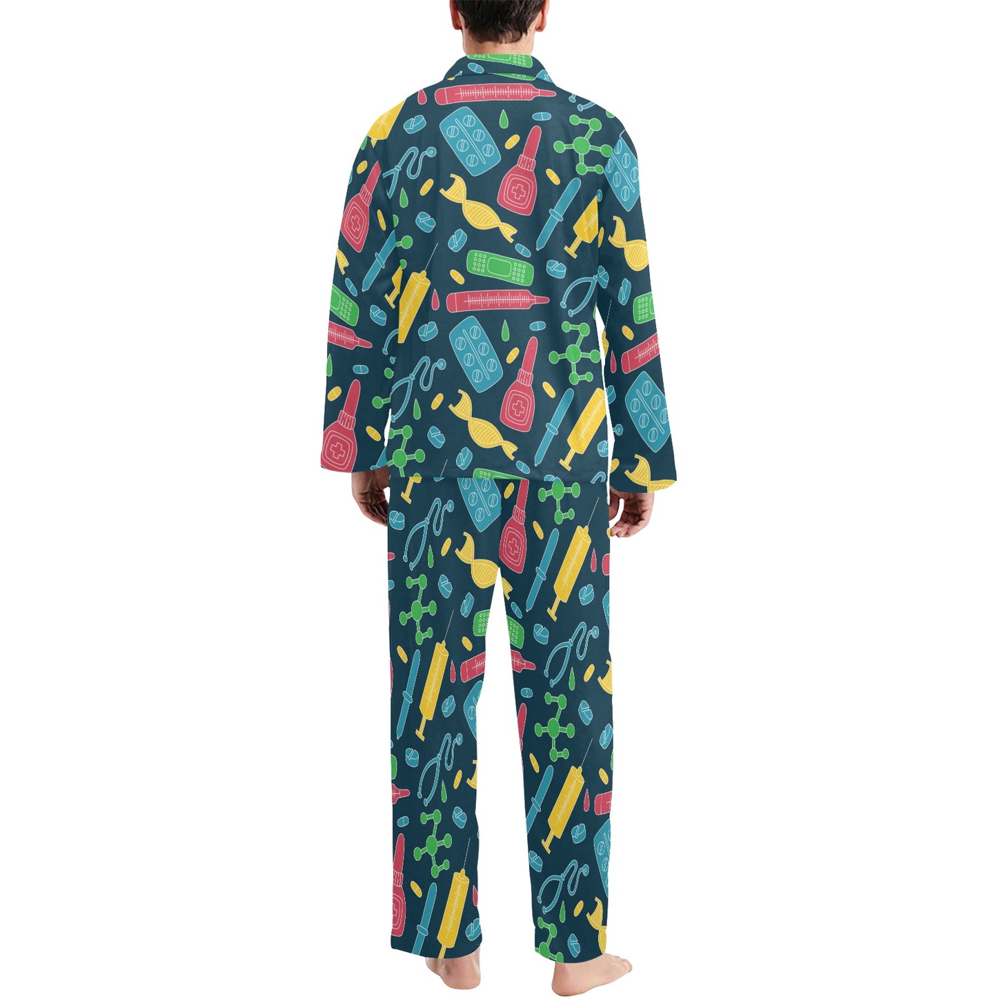 Phlebotomist Pattern Print Design A03 Men's Long Pajama Set