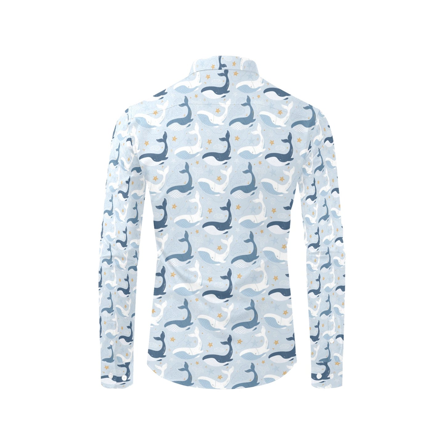 Whale Print Design LKS305 Men's Long Sleeve Dress Shirt