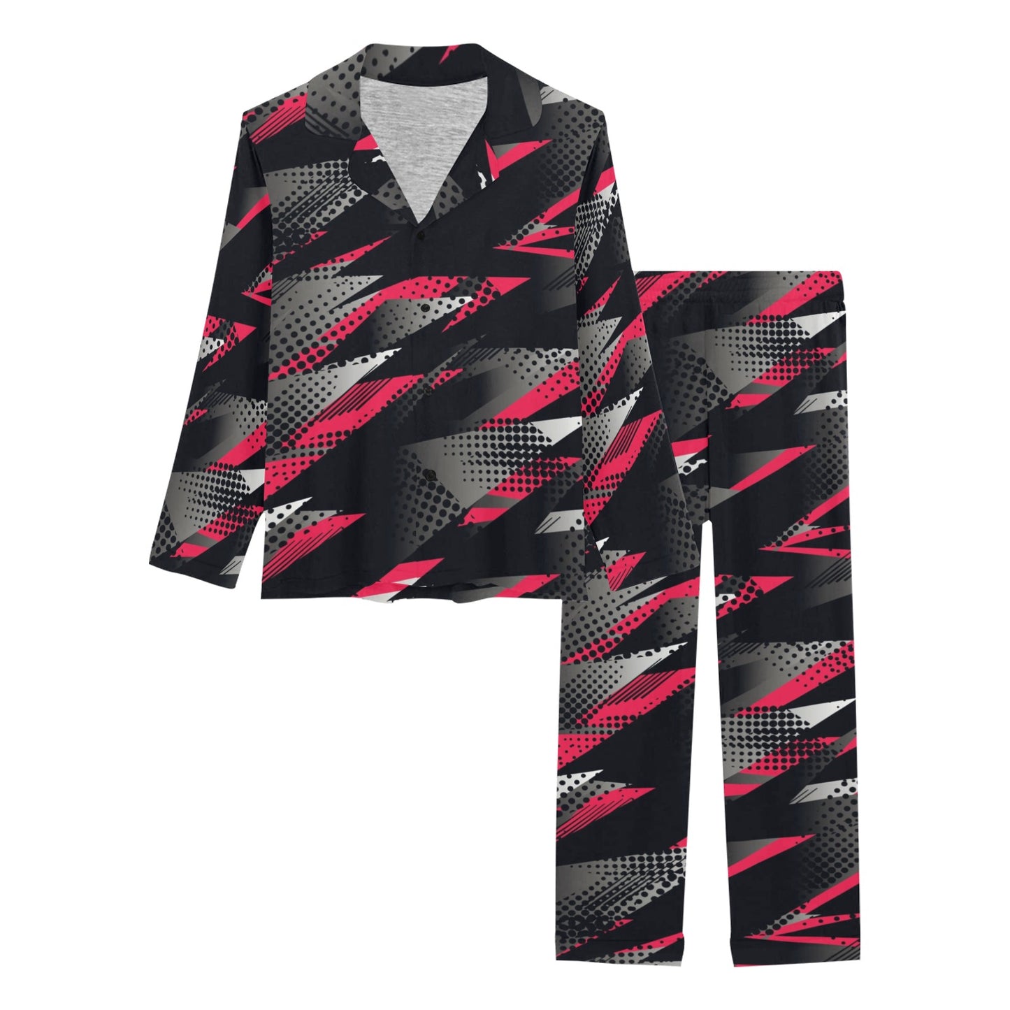 Racing Style Pattern Print Design A04 Women's Long Pajama Set