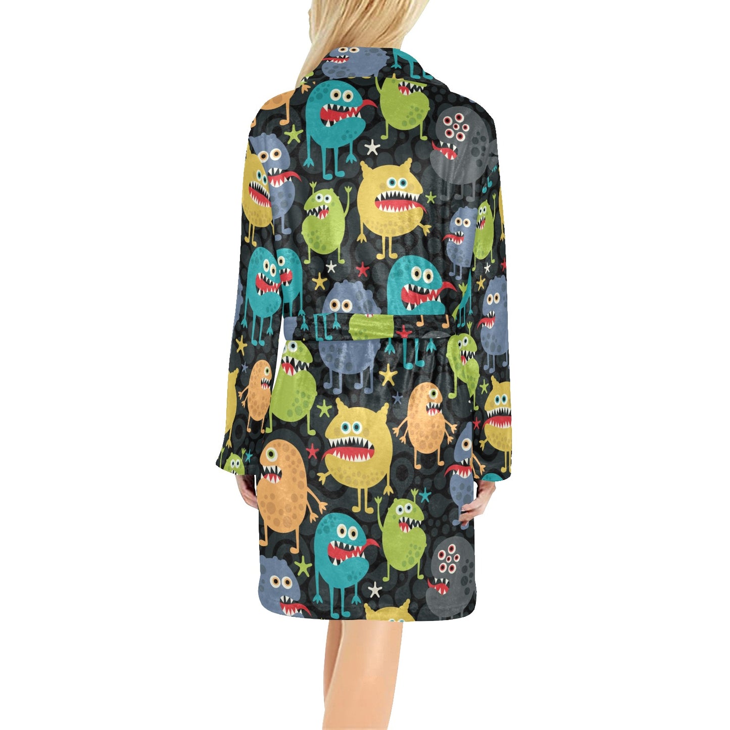 Monster Pattern Print Design 01 Women's Fleece Robe