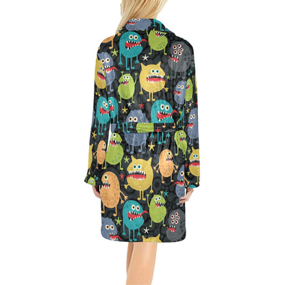 Monster Pattern Print Design 01 Women's Fleece Robe