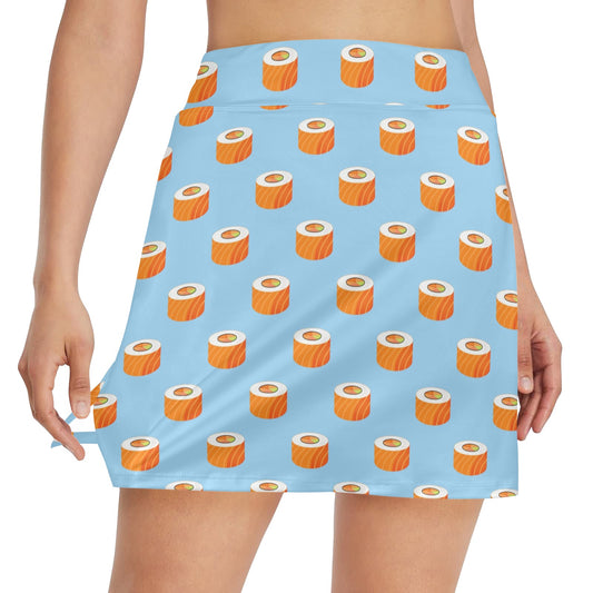 Salmon Sushi Print Design LKS307 17" Golf & Pickleball Skort with Pockets