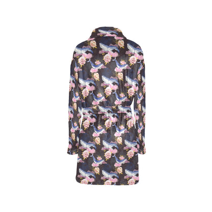 Blue Whale Print Design LKS401 Women's Fleece Robe