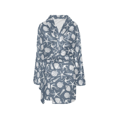 Seashell Print Design LKS306 Women's Fleece Robe