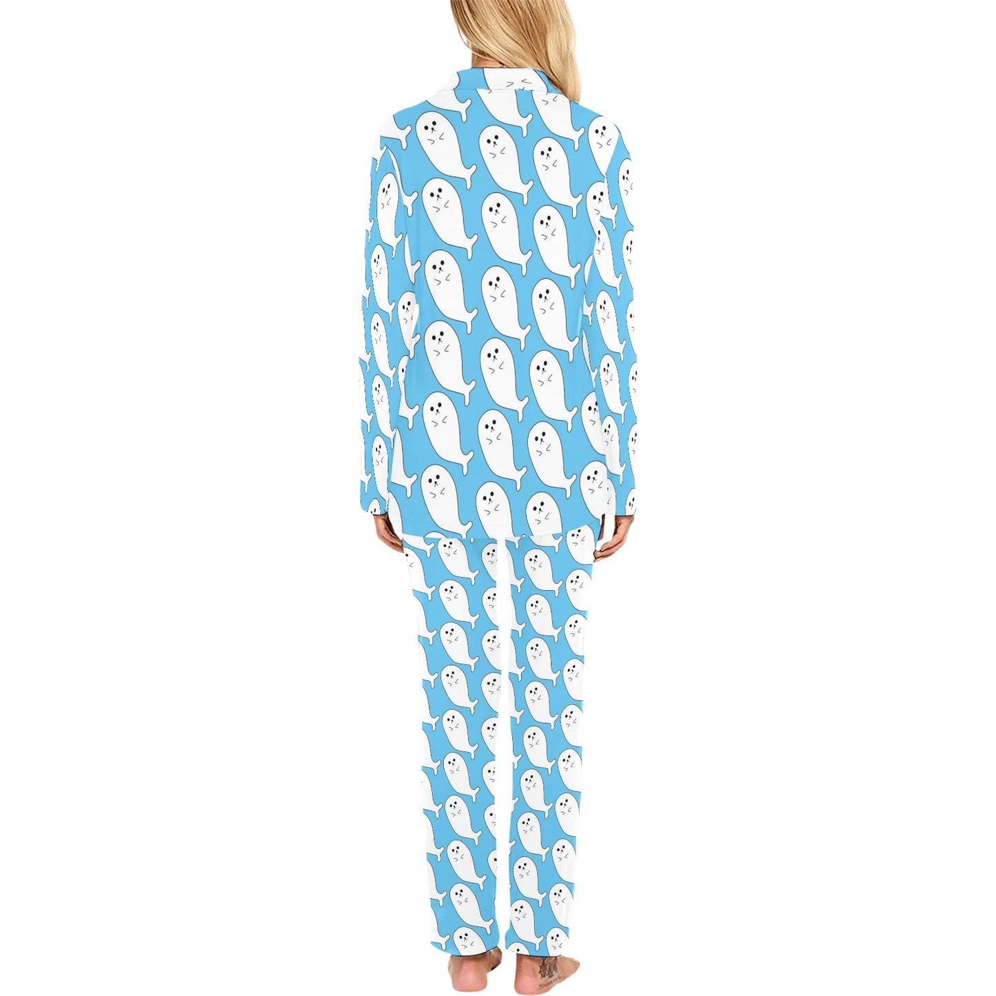 Sea Lion Print Design LKS402 Women's Long Pajama Set