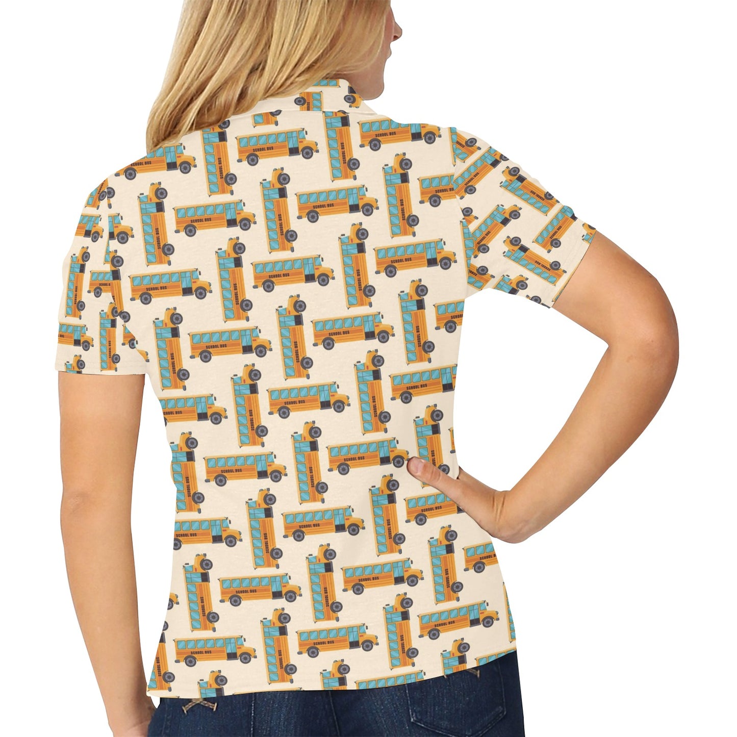 School Bus Print Design LKS305 Women's Polo Shirt