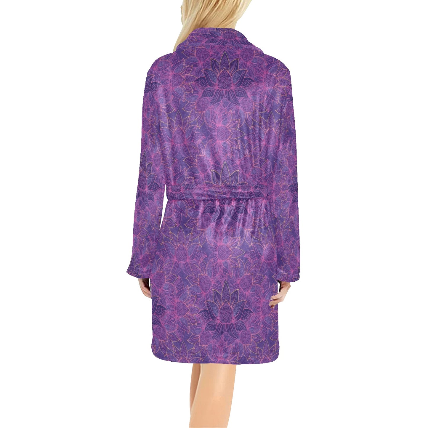 Bohemian Lotus Mandala Style Women's Fleece Robe