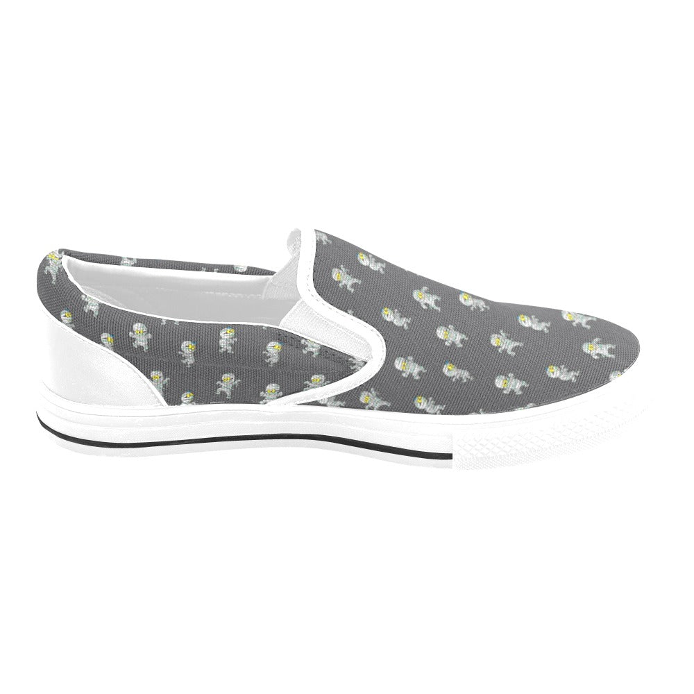 Mummy Print Design LKS305 White Slip Ons Canvas Women's Shoes