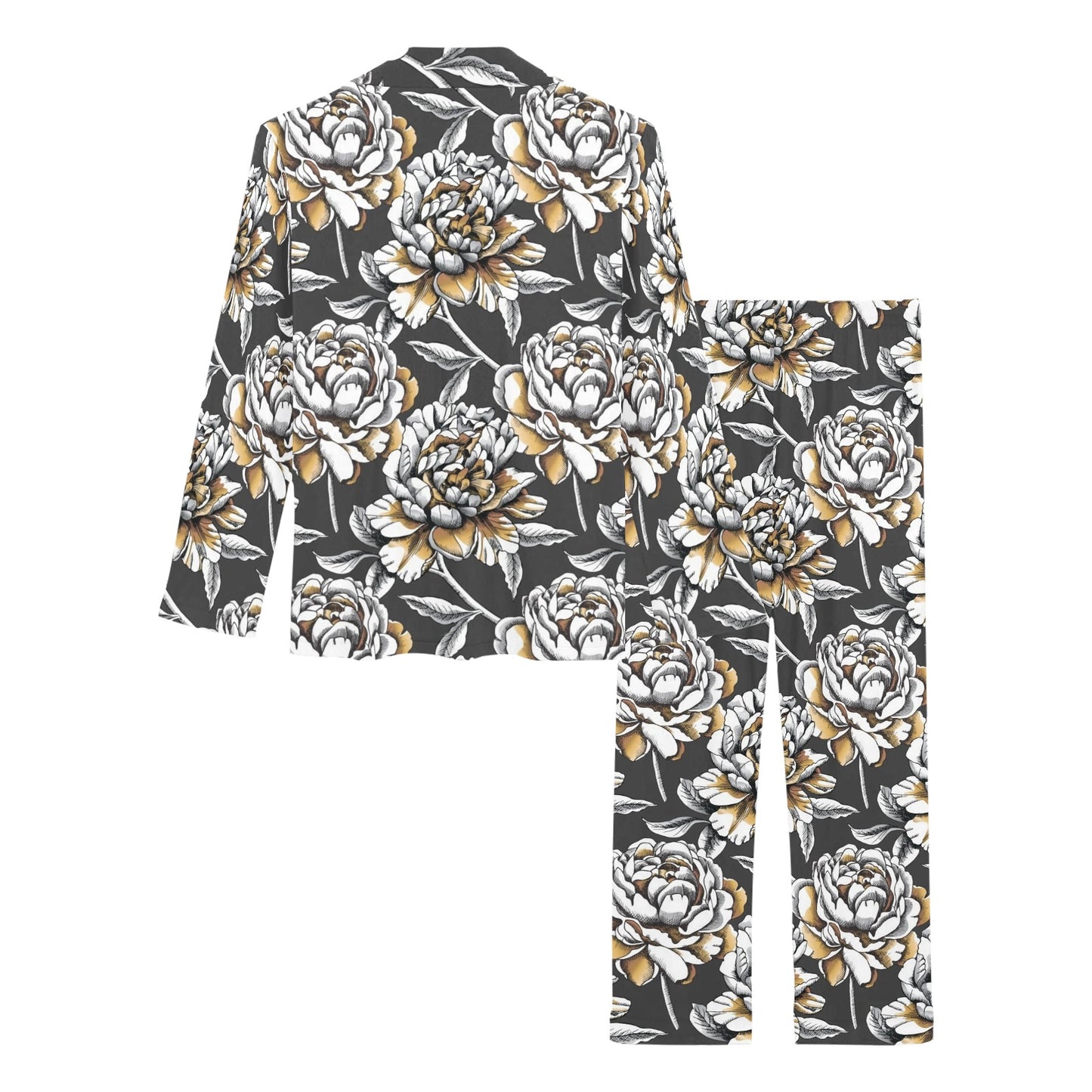 Peony Pattern Print Design PE06 Women's Long Pajama Set