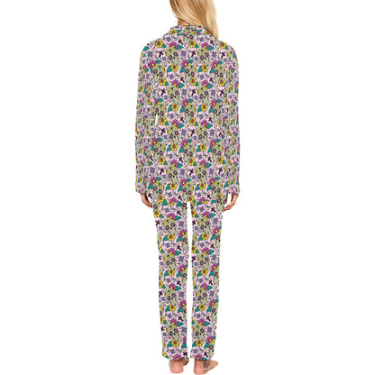 Sugar Skull Print Design LKS307 Women's Long Pajama Set