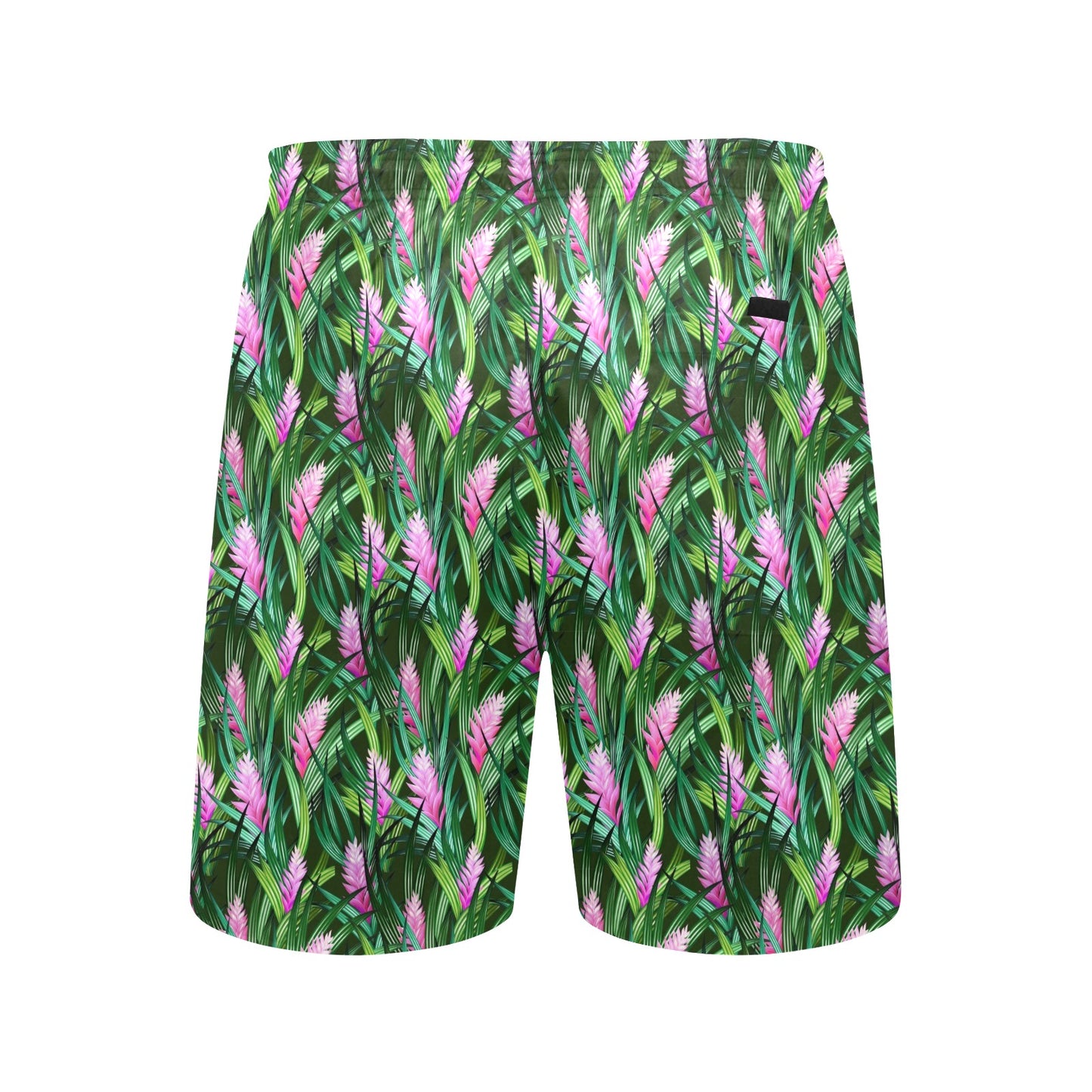 Tropical Folower Pink Heliconia Print Men's Swim Trunks Beach Shorts