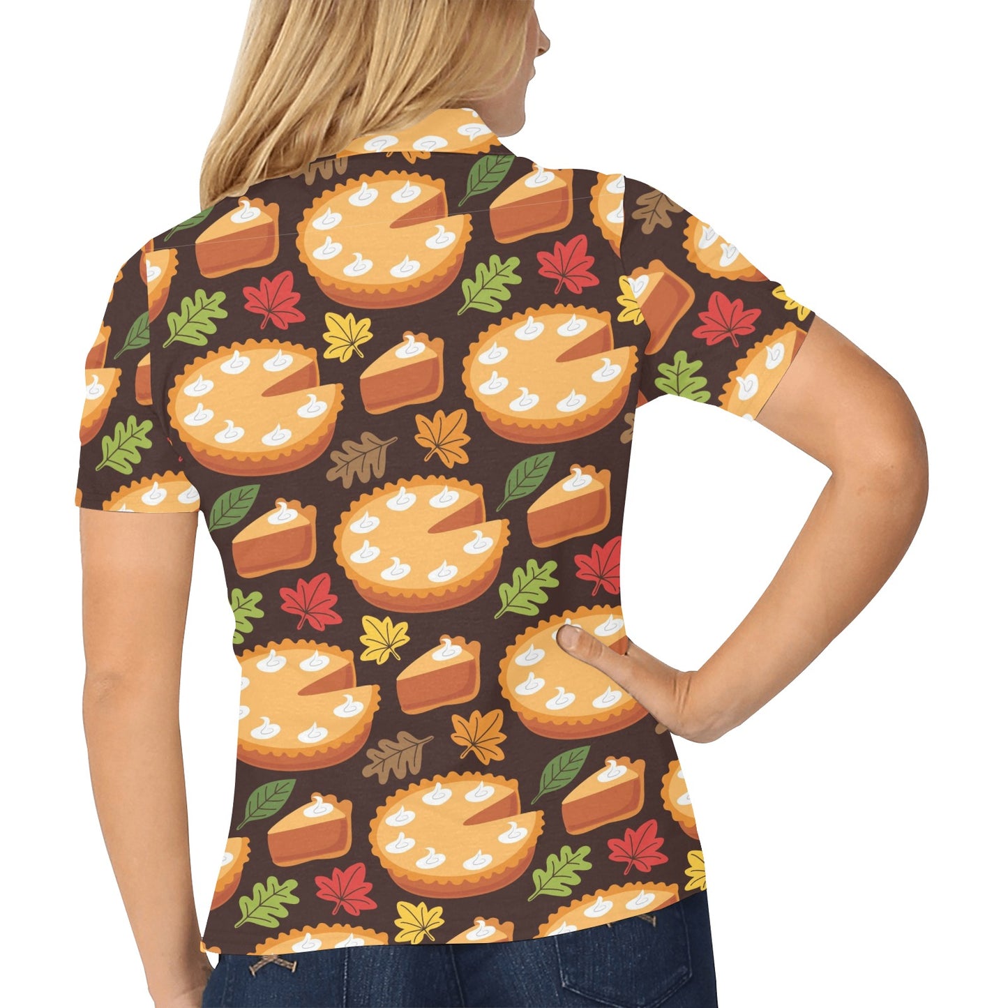Pie Pattern Print Design A03 Women's Polo Shirt