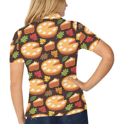 Pie Pattern Print Design A03 Women's Polo Shirt