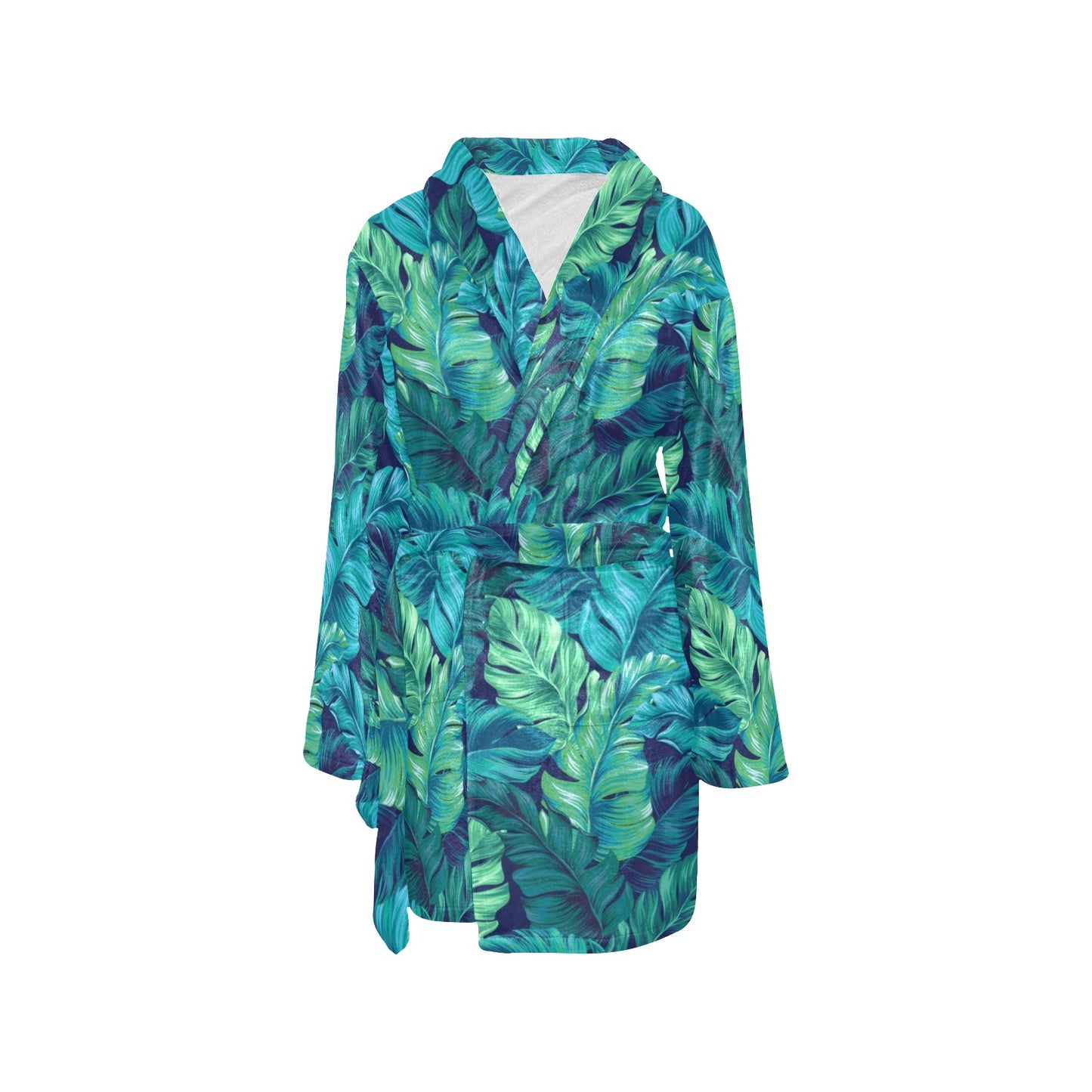 Banana Leaf Pattern Print Design BL05 Women's Fleece Robe
