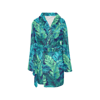Banana Leaf Pattern Print Design BL05 Women's Fleece Robe