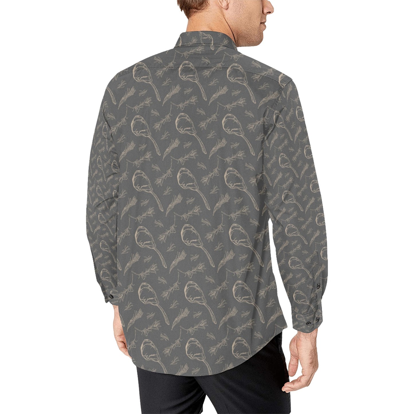 Steak Print Design LKS302 Men's Long Sleeve Dress Shirt