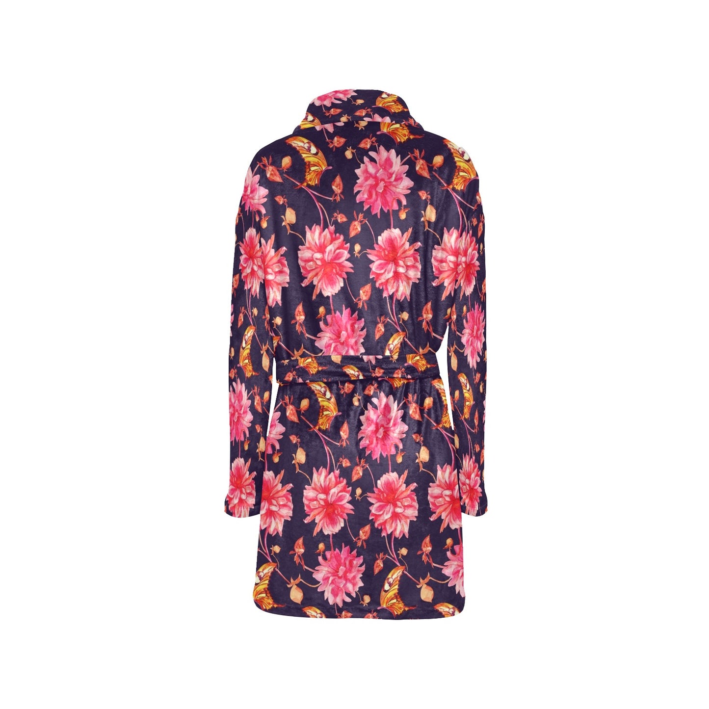 Dahlia Pattern Print Design DH03 Women's Fleece Robe