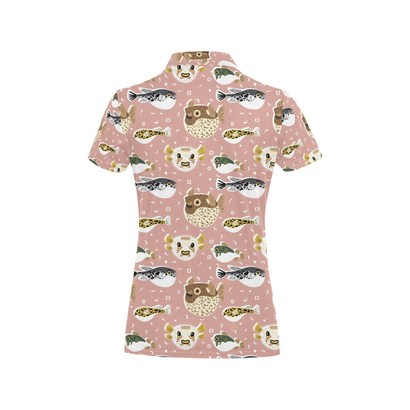 Fugu Cute Pattern Print Design 01 Women's Polo Shirt