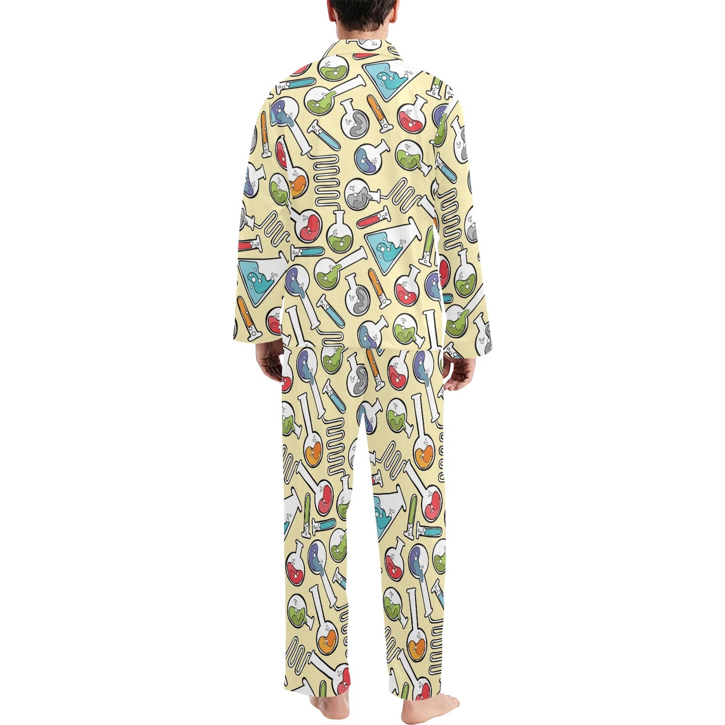 Chemical Pattern Print Design 04 Men's Long Pajama Set