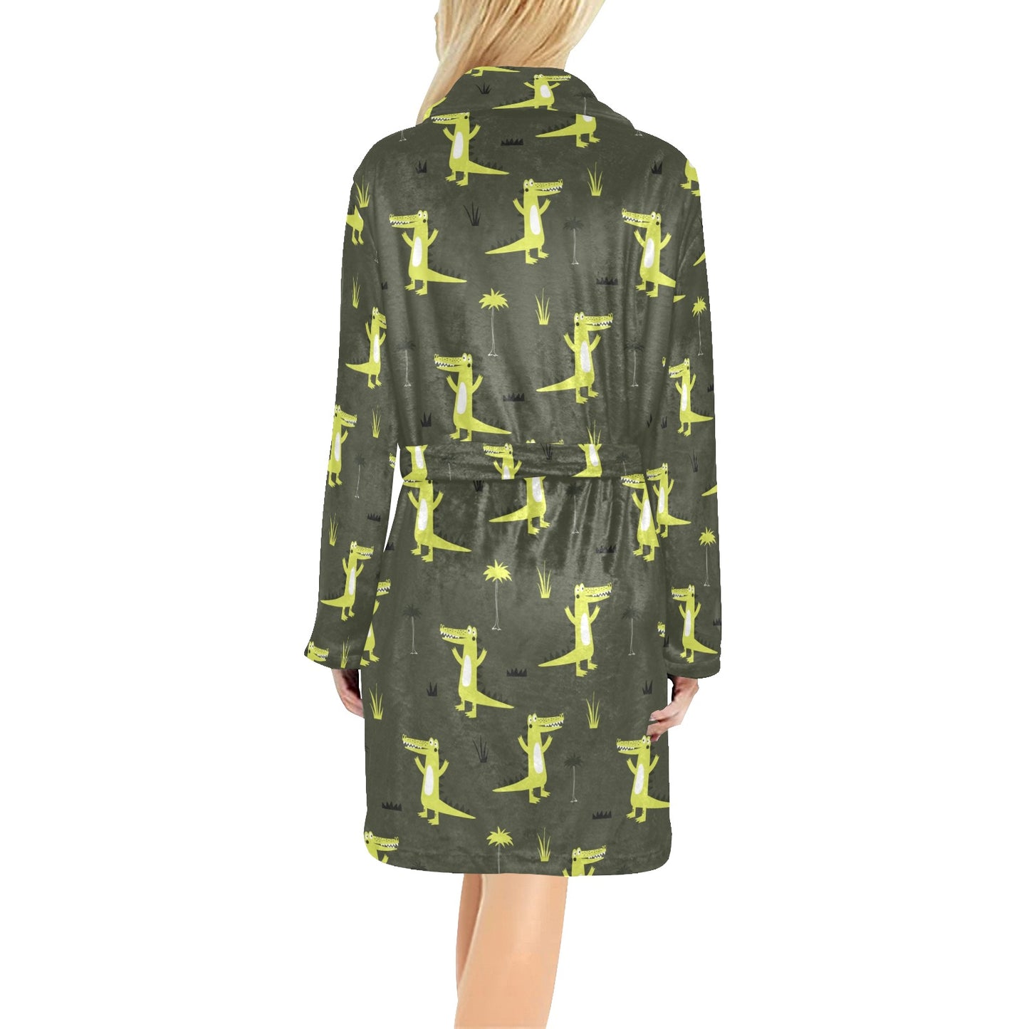 Alligator Pattern Print Design 05 Women's Fleece Robe