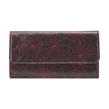 Spider Web Red Print Design LKS302 Women's Trifold Wallet