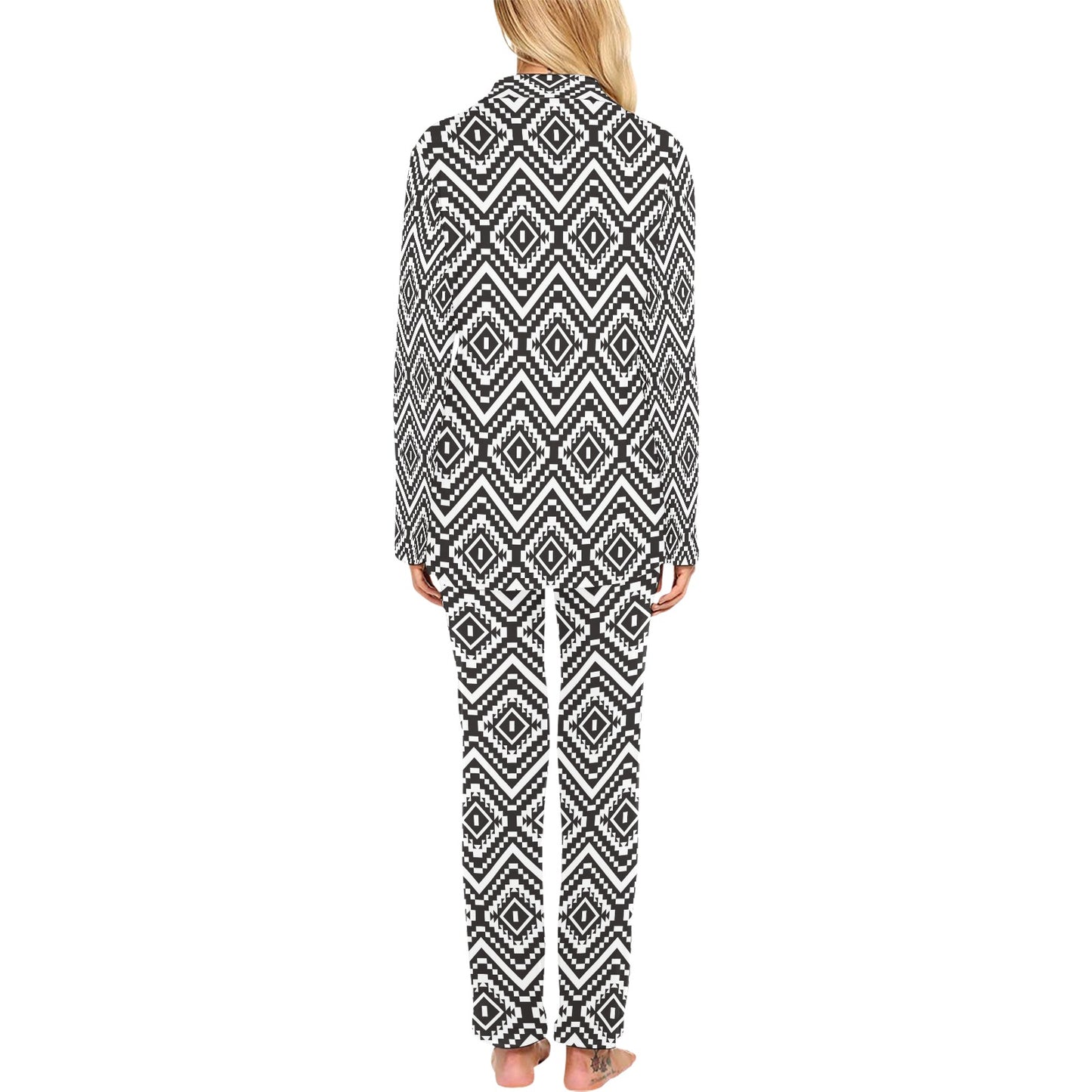 Tribal Pattern Print Design LKS303 Women's Long Pajama Set