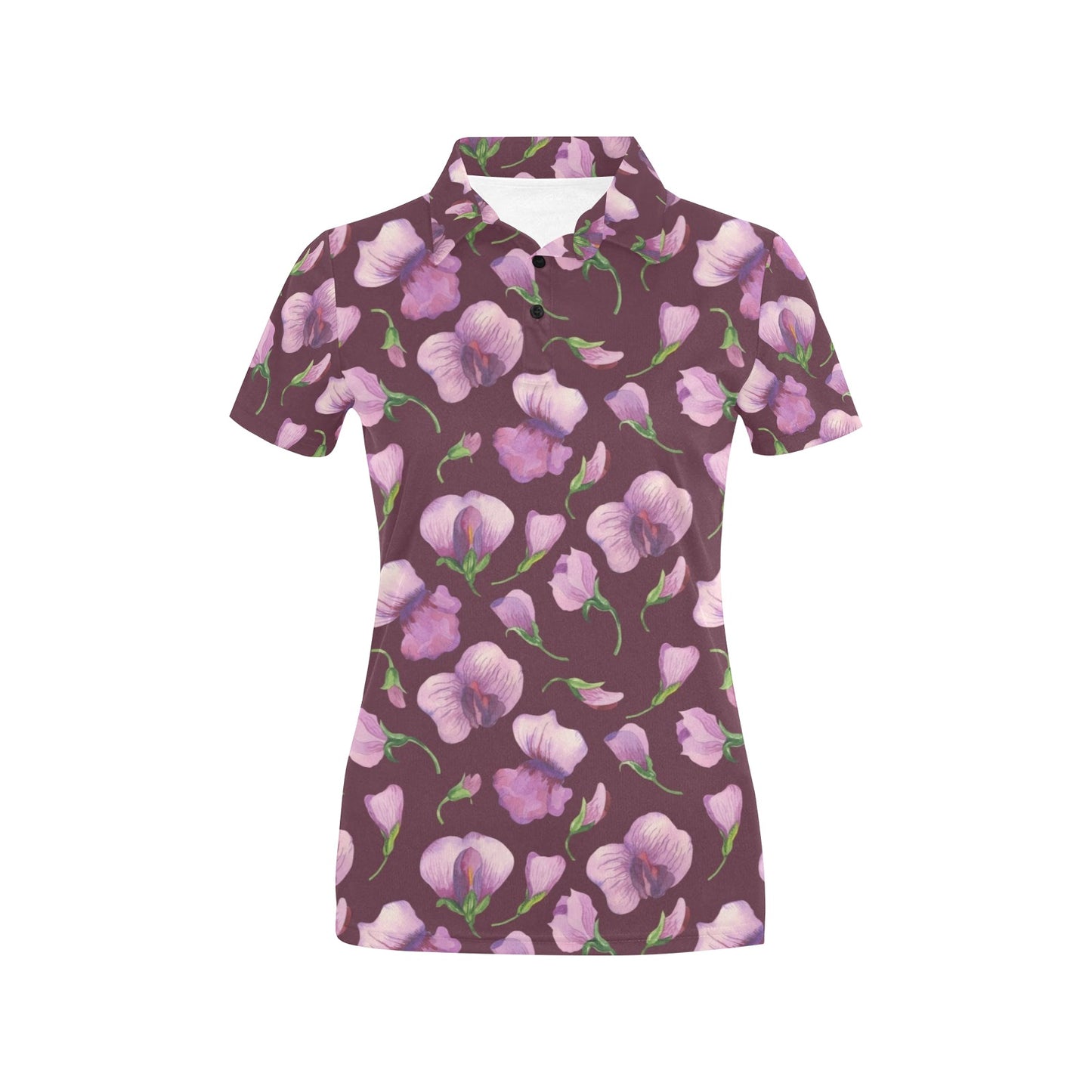Peony Pattern Print Design PE010 Women's Polo Shirt