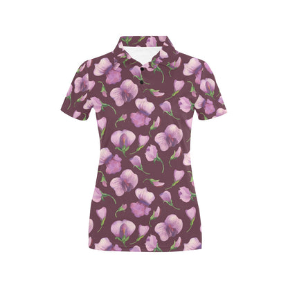 Peony Pattern Print Design PE010 Women's Polo Shirt