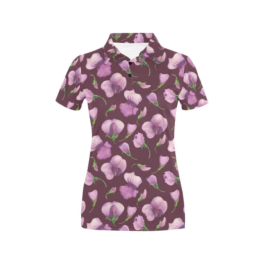 Peony Pattern Print Design PE010 Women's Polo Shirt