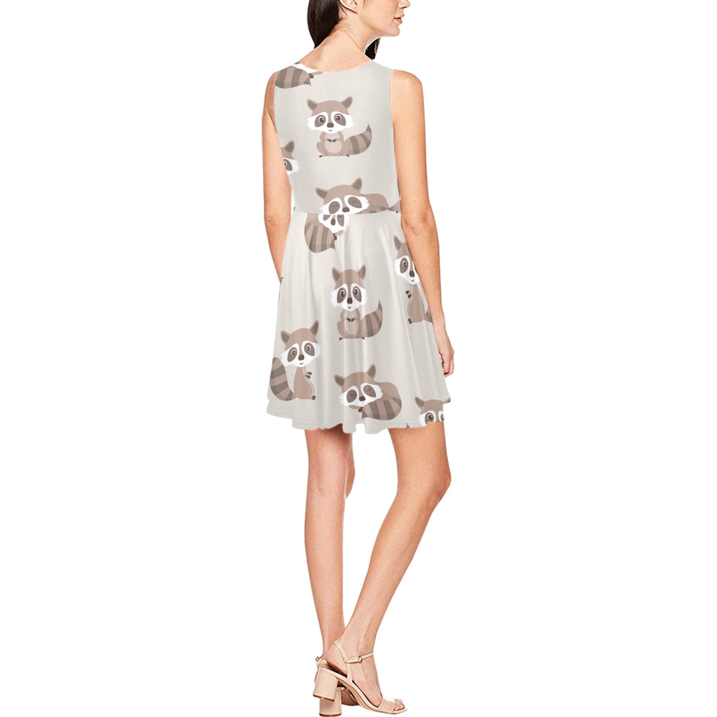 Raccoon Pattern Print Design A05 Sleeveless Dress