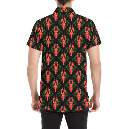 Lobster Print Design LKS403 Men Short Sleeve Button Up Shirt