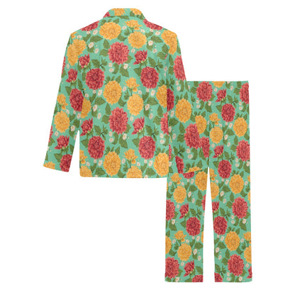 Dahlia Pattern Print Design DH011 Men's Long Pajama Set