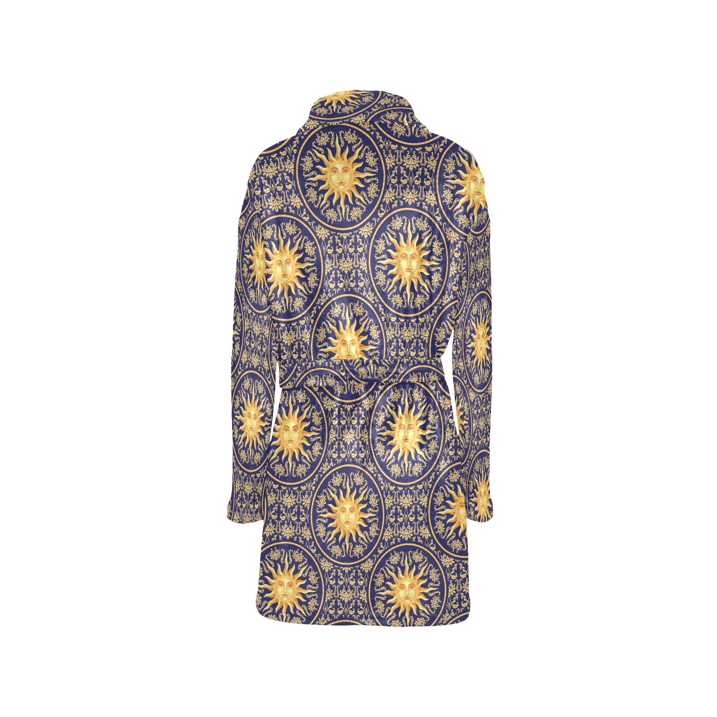 Celestial Gold Sun Face Women's Fleece Robe