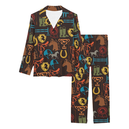 Equestrian Equipment Horse Colorful Women's Long Pajama Set