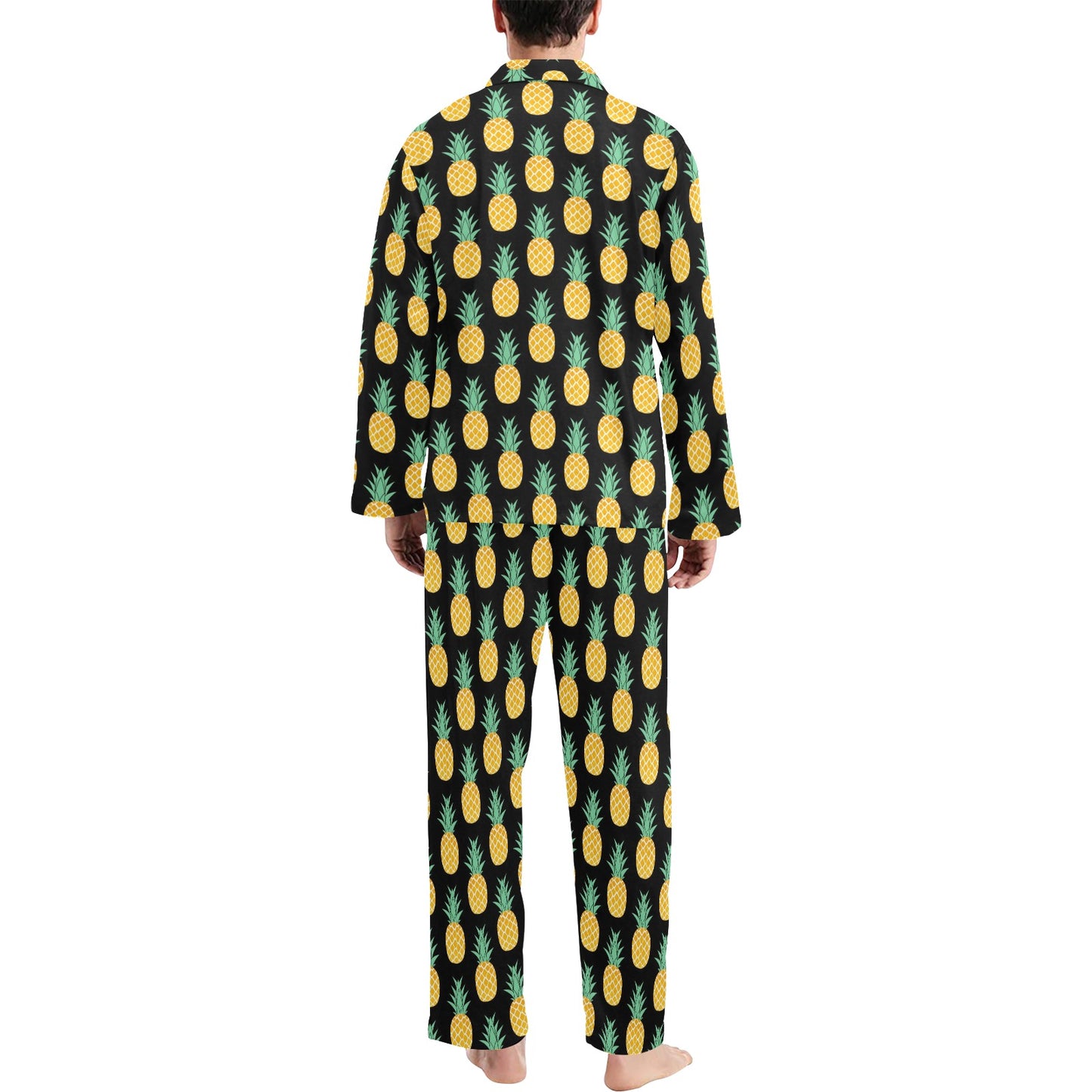 Pineapple Pattern Print Design A03 Men's Long Pajama Set
