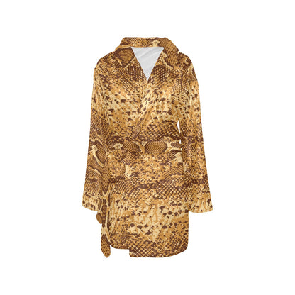 Python Brown Pattern Print Design A03 Women's Fleece Robe