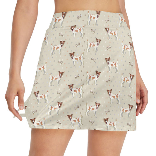 Russell Terriers With Bone Print Design LKS302 17" Golf & Pickleball Skort with Pockets