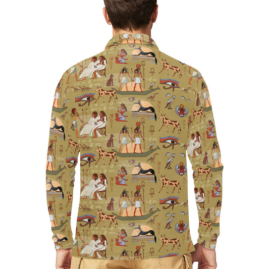 Ancient Greek Classic Pattern Design LKS305 Long Sleeve Polo Shirt For Men's