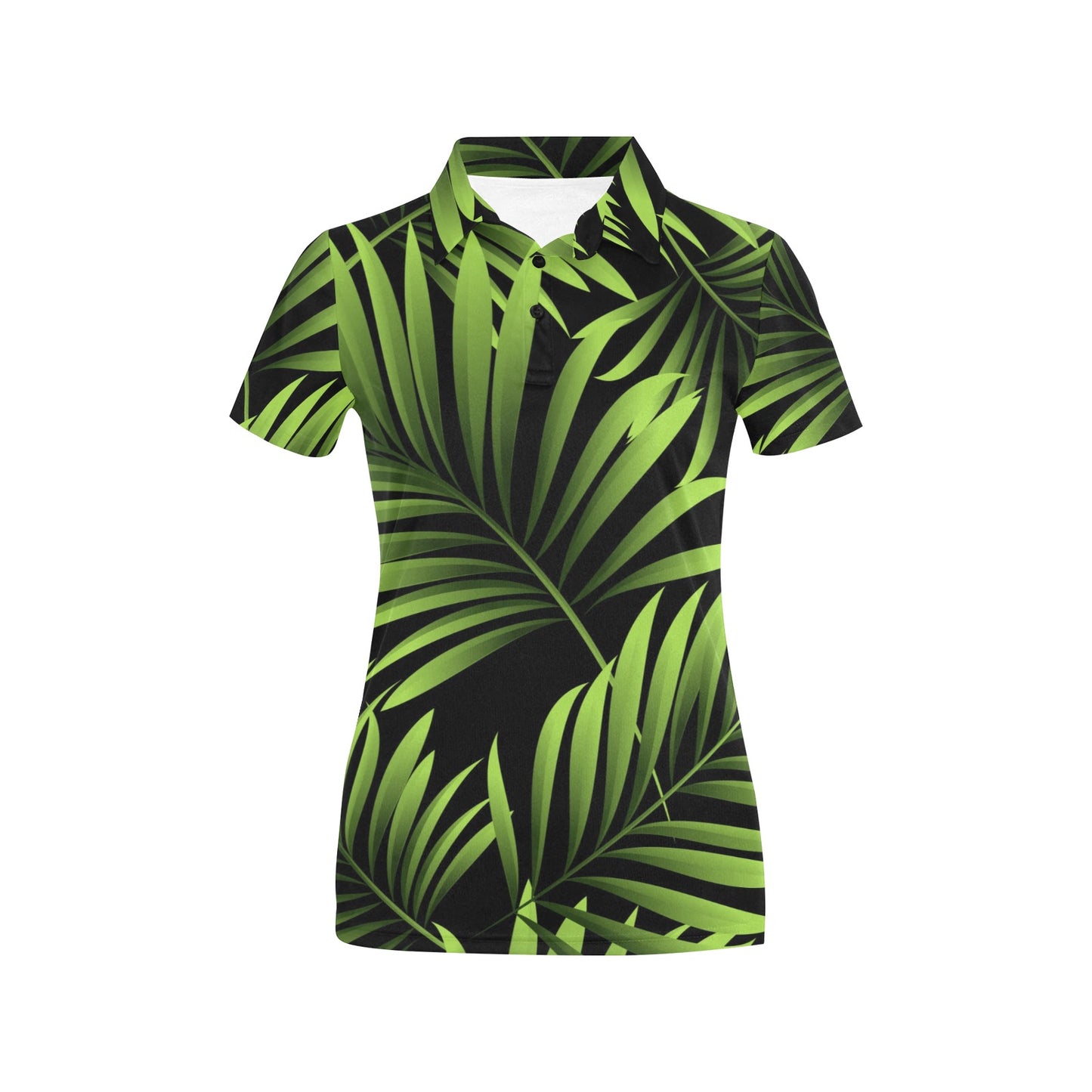 Green Neon Tropical Palm Leaves Women's Polo Shirt